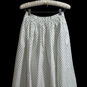 Kate Spade Black and White Polka Dot Pleated Skirt Size Large